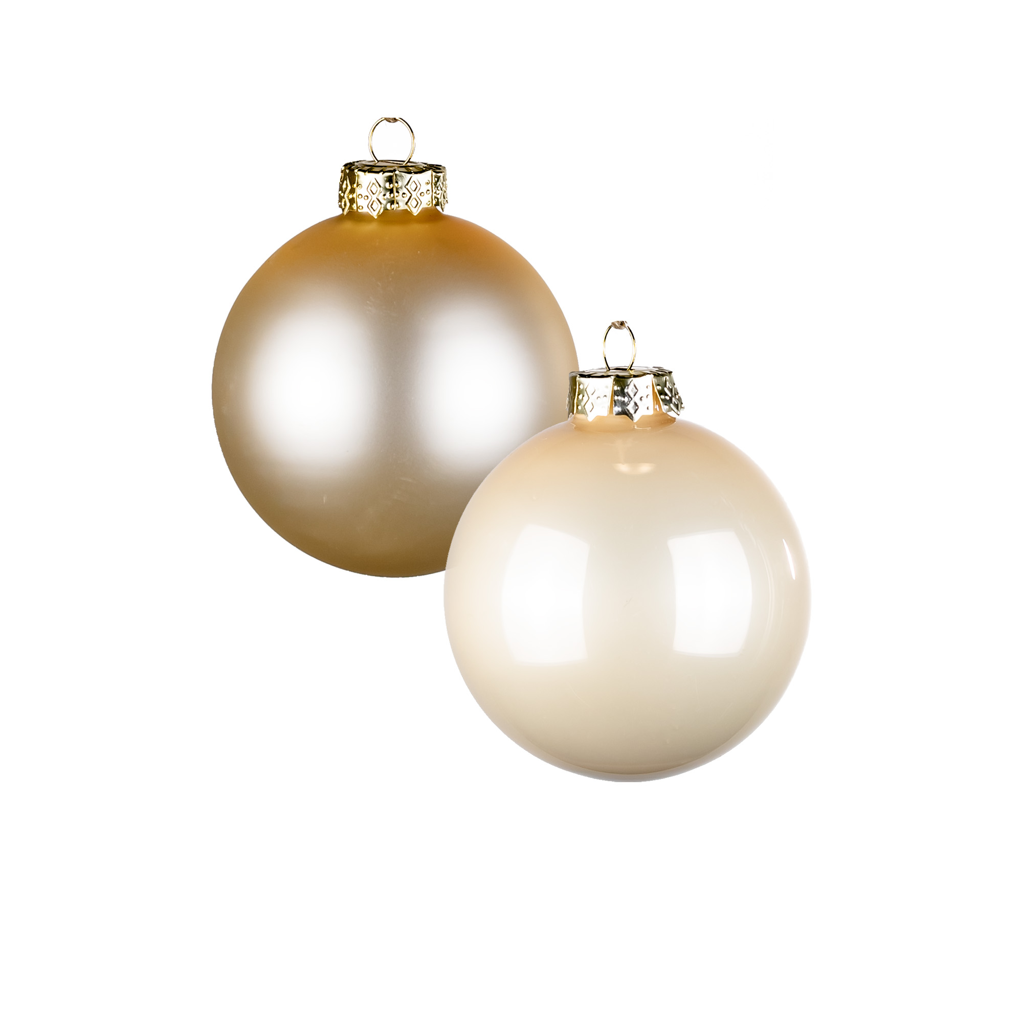 Glass christmas balls, plain , 16pcs, Champain